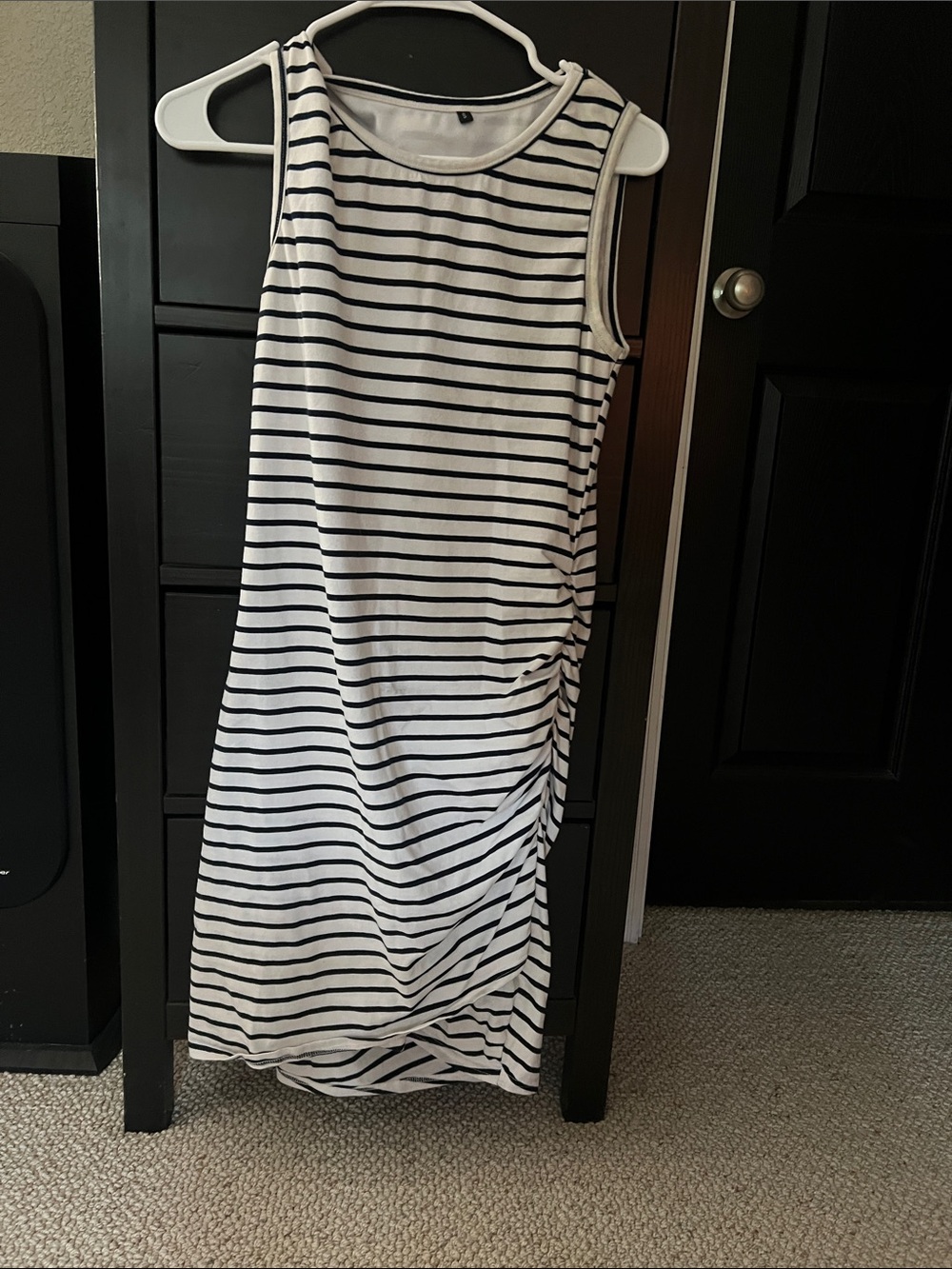 Amazon Black & White Striped Sleeveless Midi Dress
